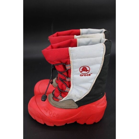 Crocs Unisex Snomini  Size 10/11 Snow Boot Red Black Gray - Picture 8 of 10